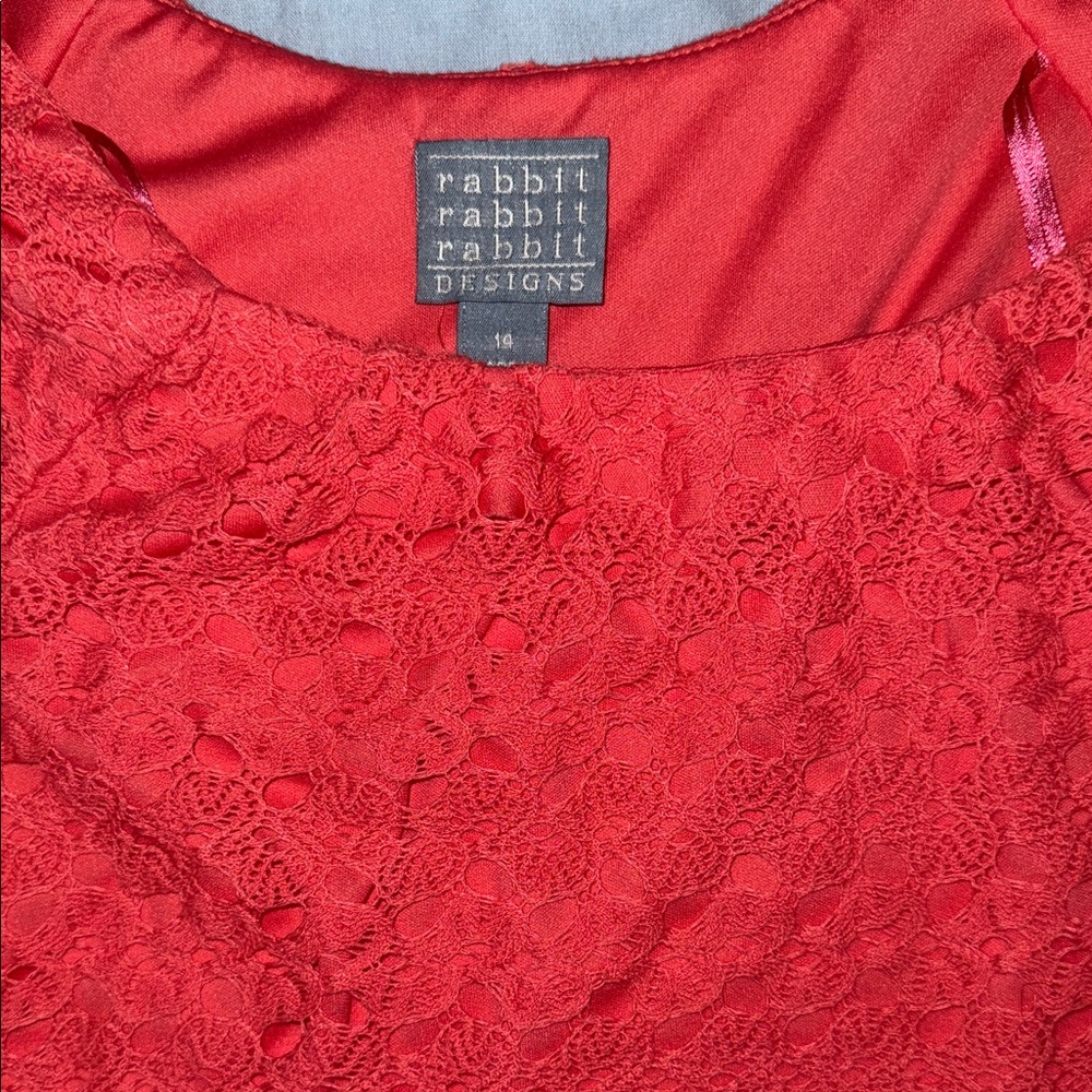 Rabbit Rabbit Rabbit Vibrant Coral Lace Dress - Picture 2 of 4